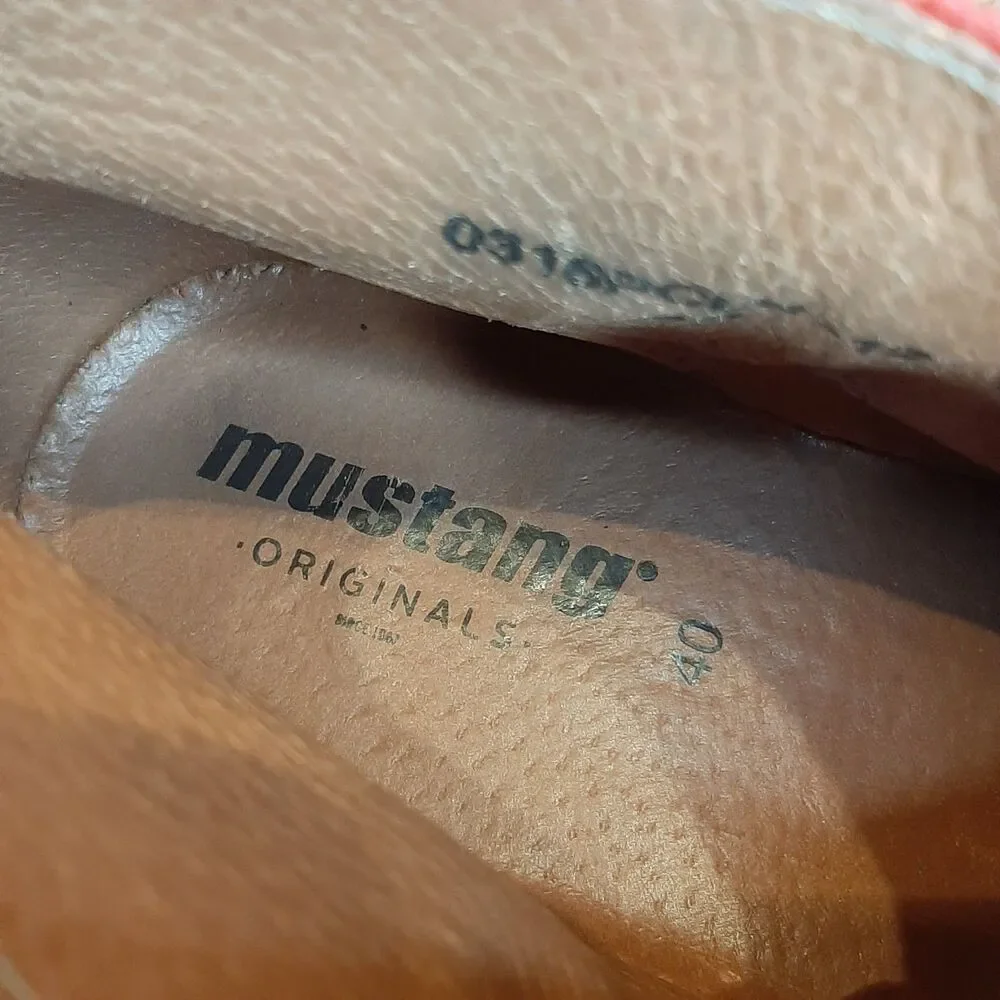 Mustang Originals Boots Red Men Size 40 Suede Lace Up Made in Spain Flat Sole
